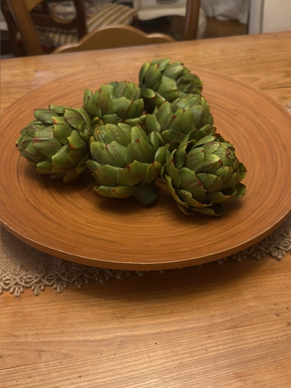 Decorative Green Artichoke Bowl Accent for Home Dining